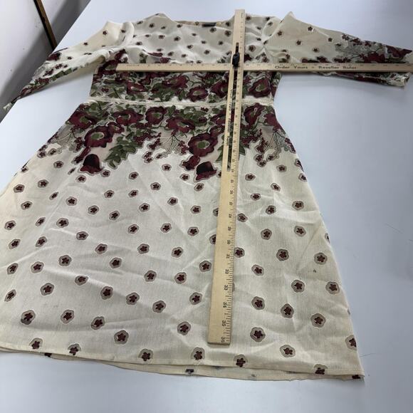 Gabby Skye Dress Womens 10 Ivory Burgundy Floral Embroidered Sheath 3/4 Sleeve - Picture 9 of 9